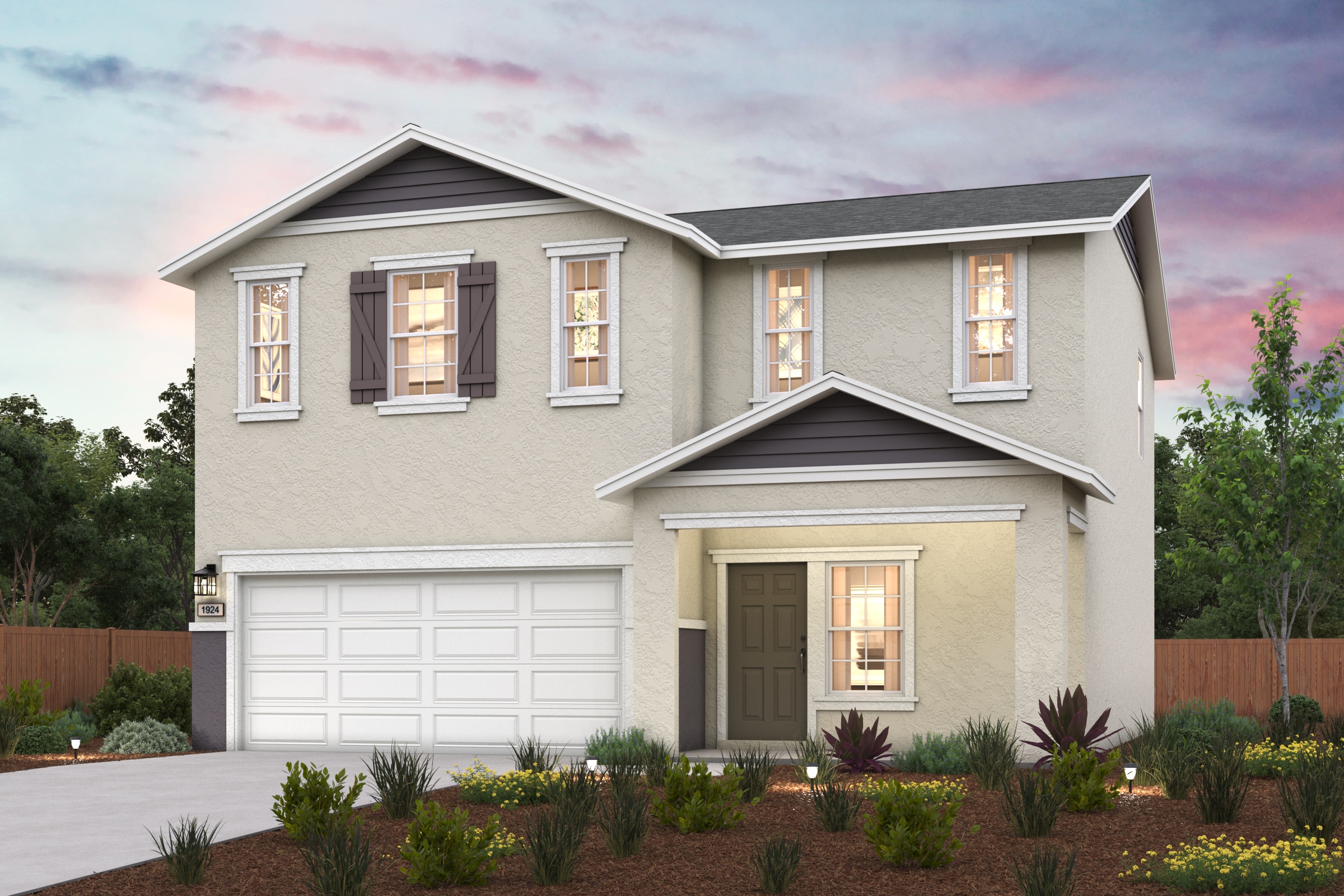 A house with a garage.