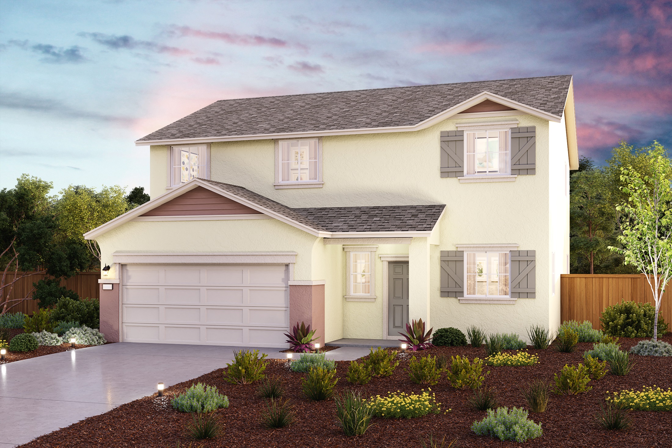 A house with a garage.