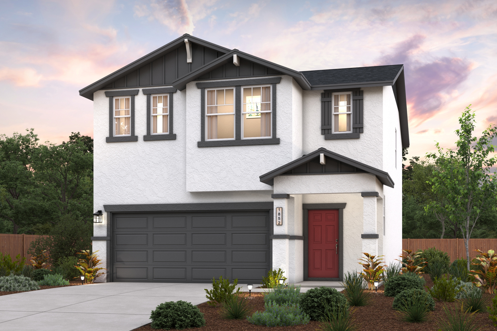 A house with a garage.