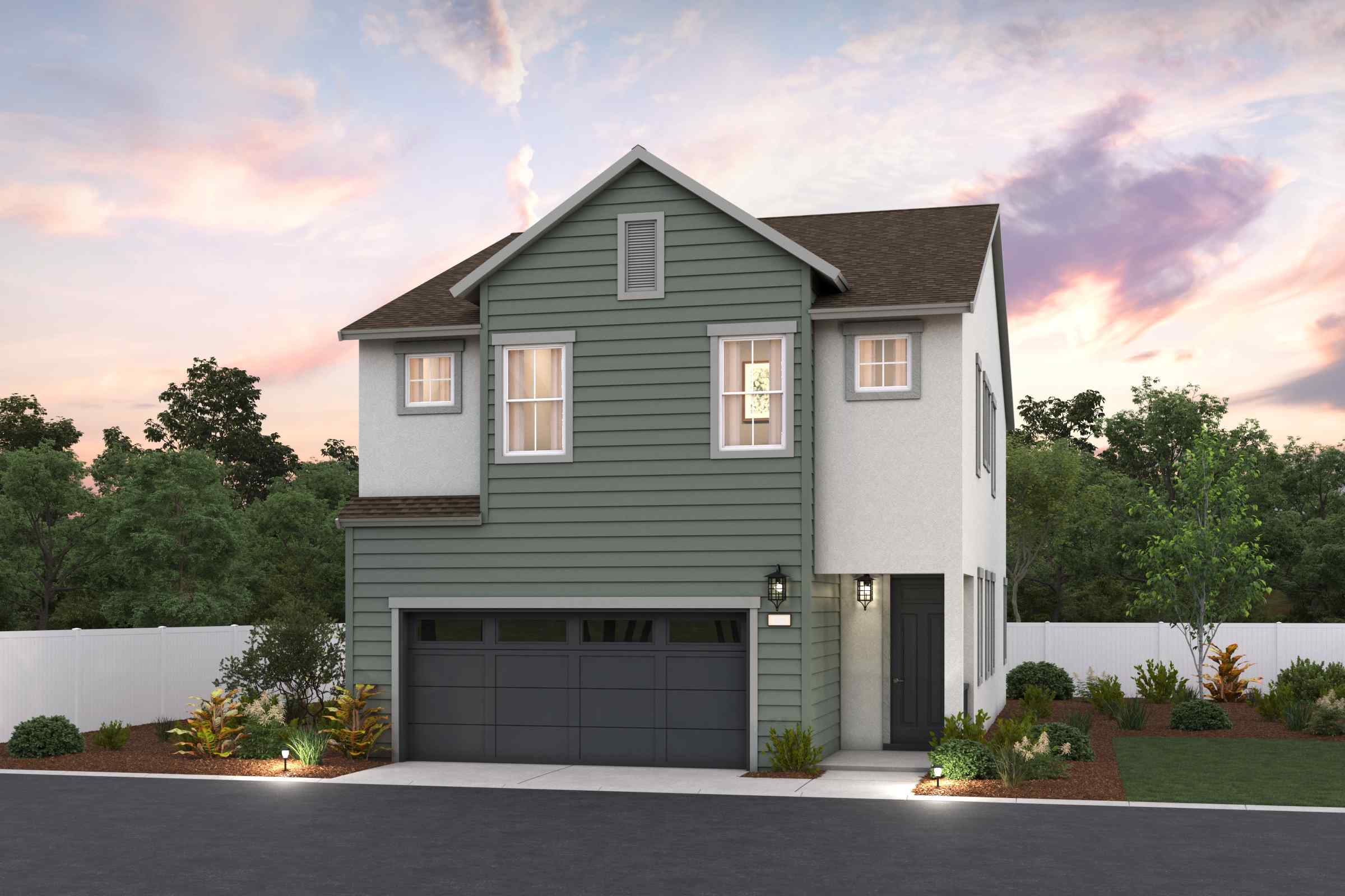 A house with a garage.