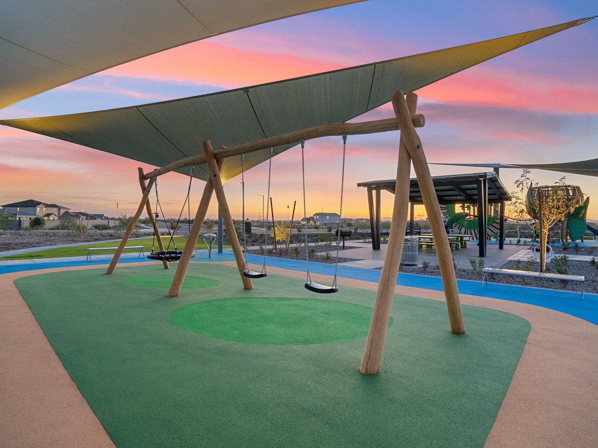 A playground with a slide.