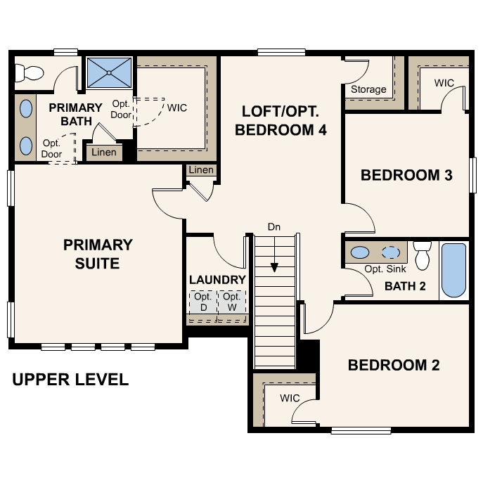 Diagram, engineering drawing. Ontario Floorplan, Upper Level