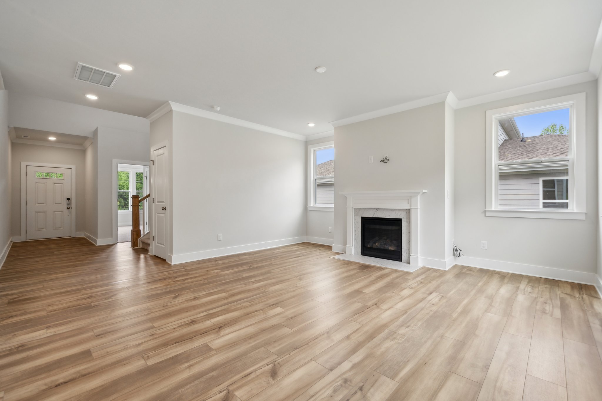 A large empty living room.