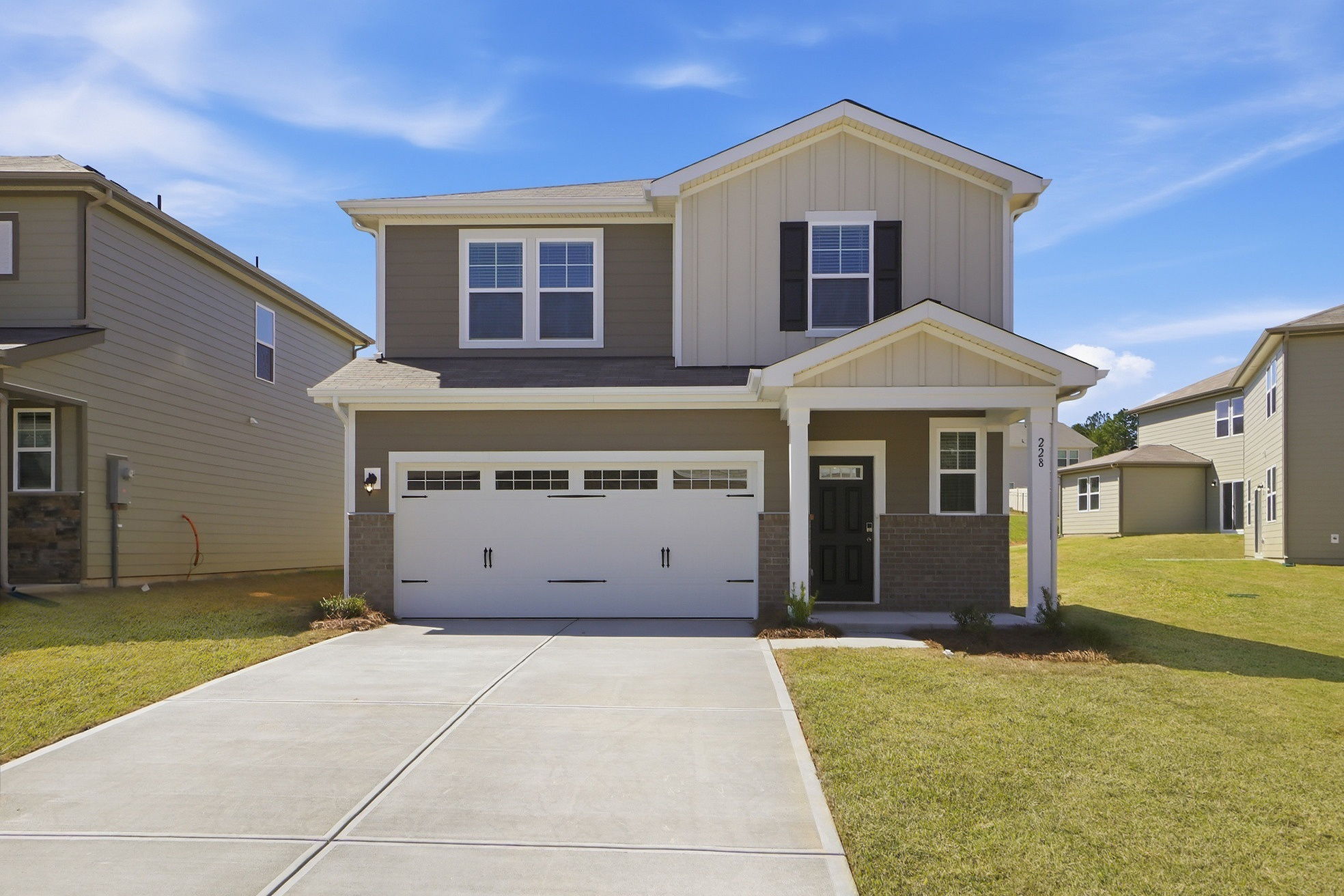 A house with a garage.