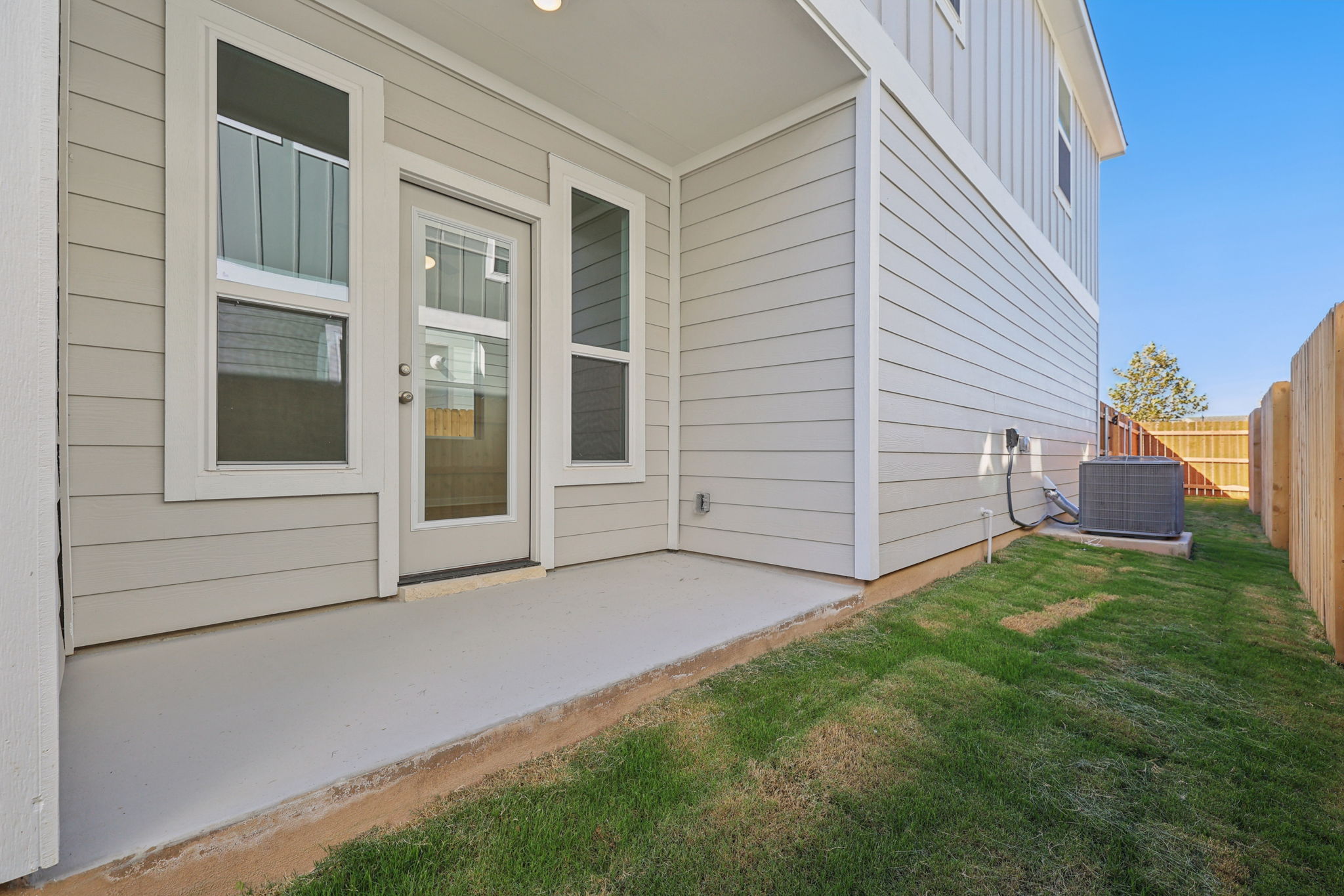 A house with a lawn.