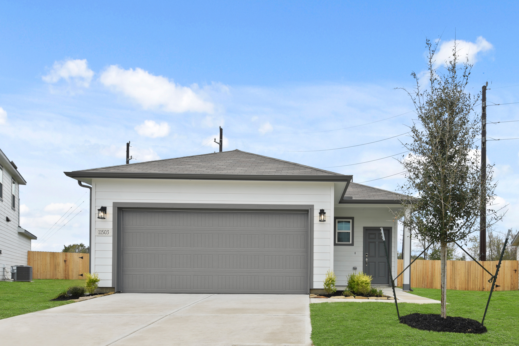 A house with a garage.