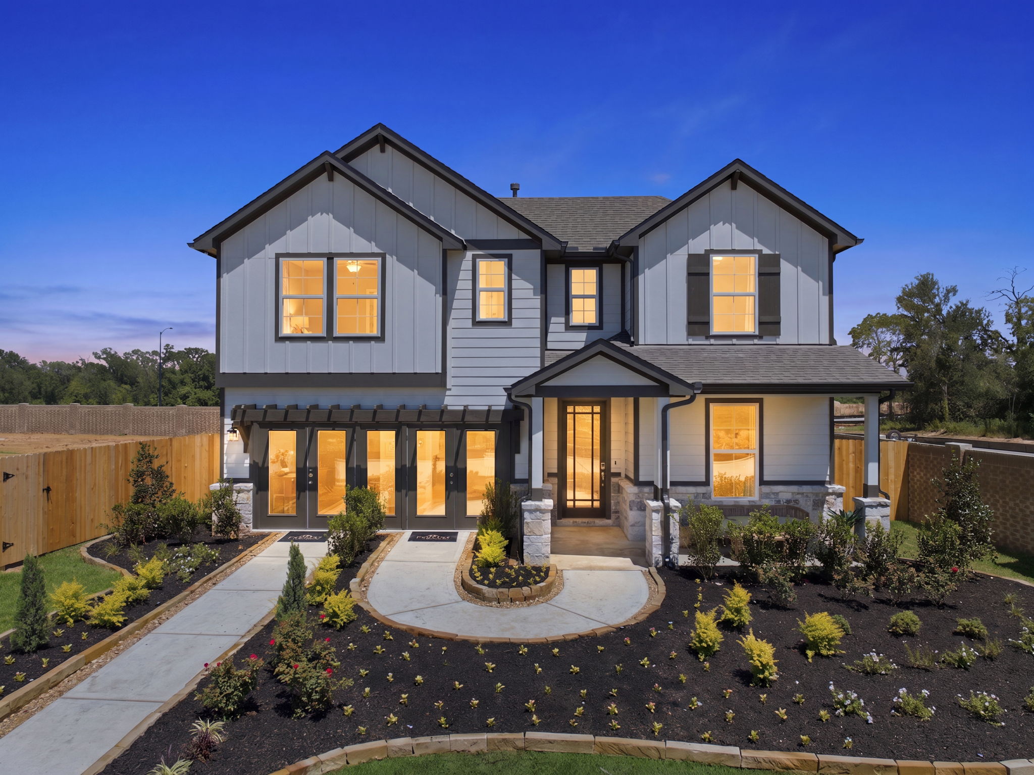 A house with a large front yard.