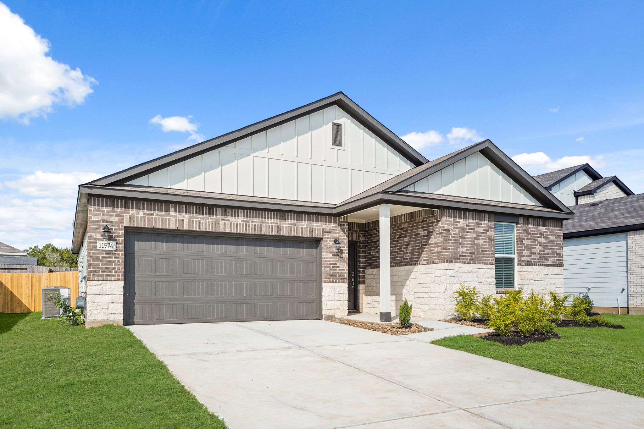 A house with a garage.
