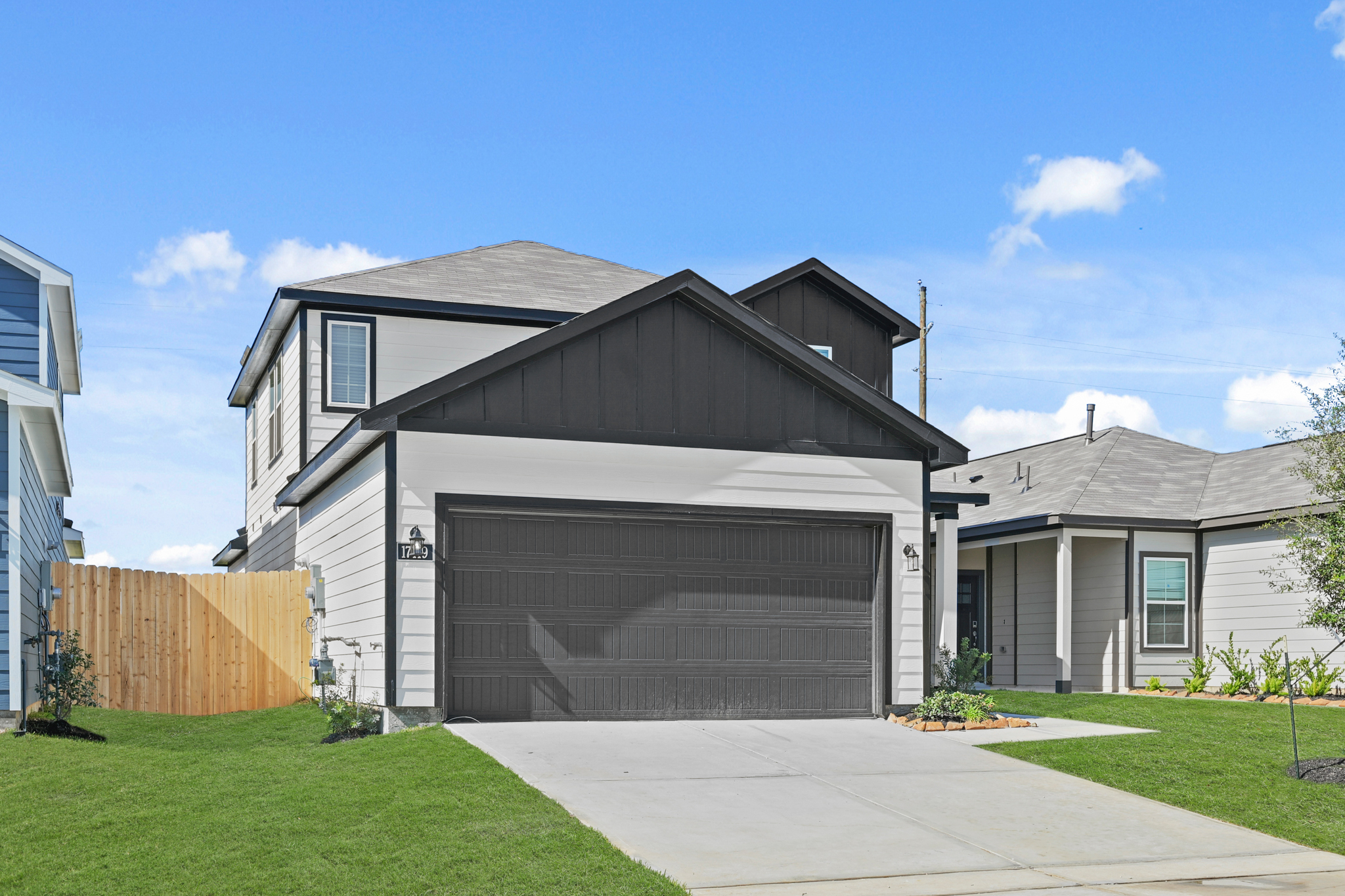 A house with a garage.