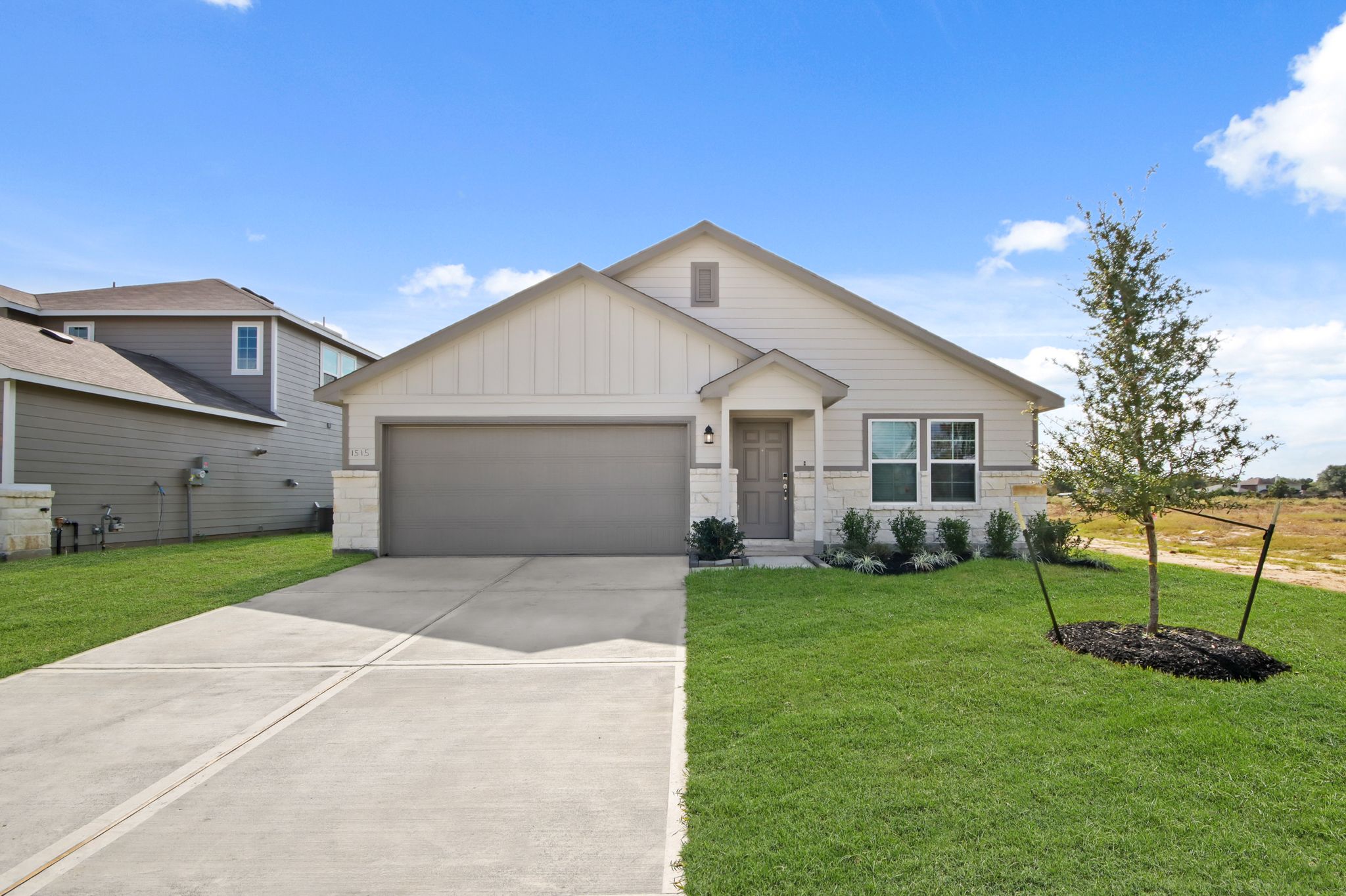 A house with a driveway.
