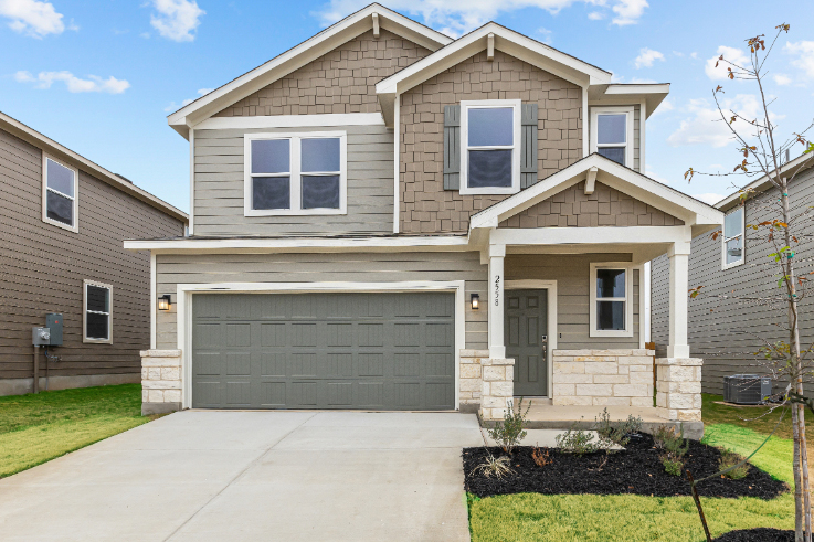 A house with a garage.