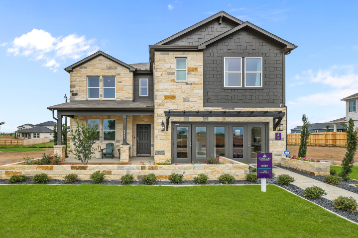 A house with a lawn.