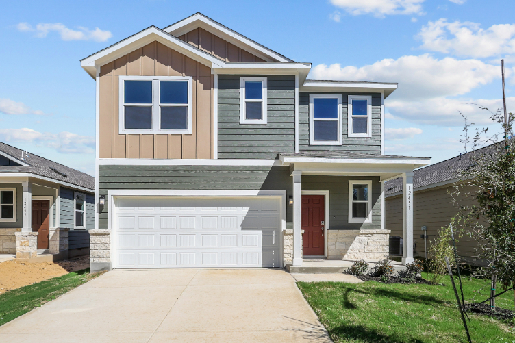 A house with a garage.