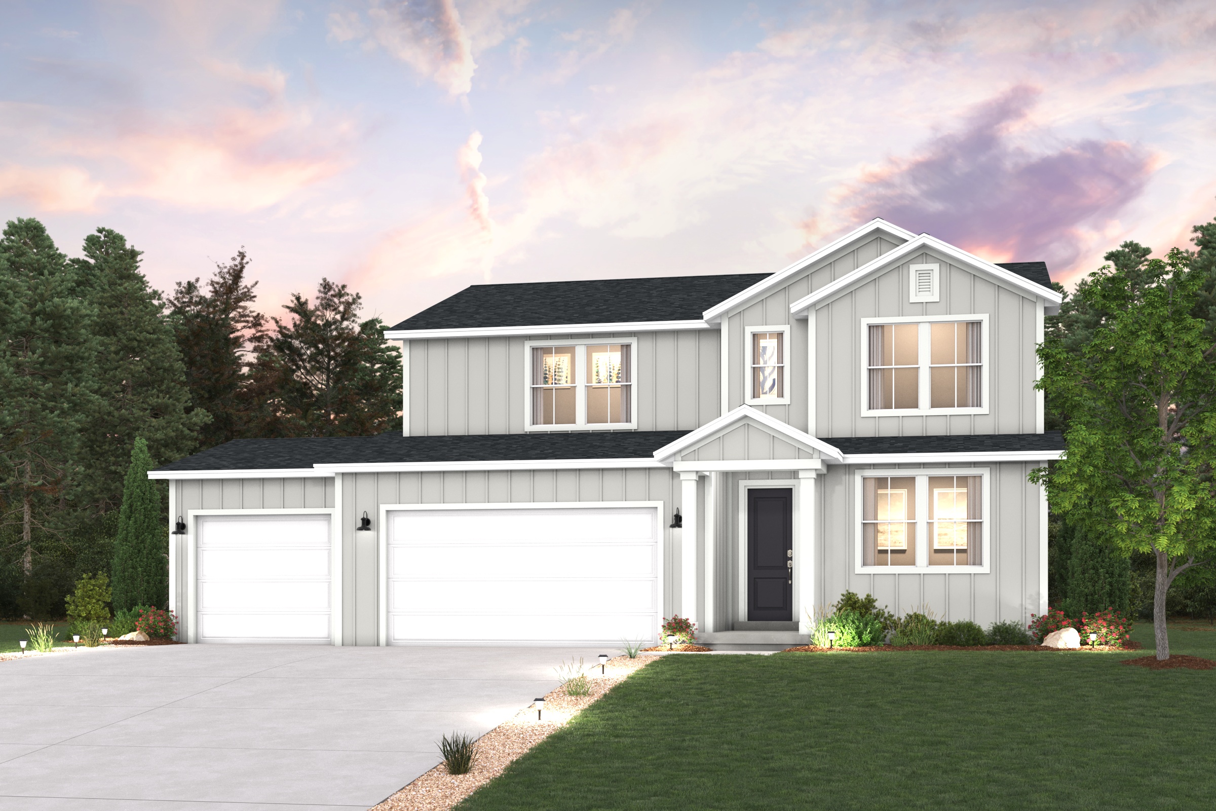 A house with a garage.