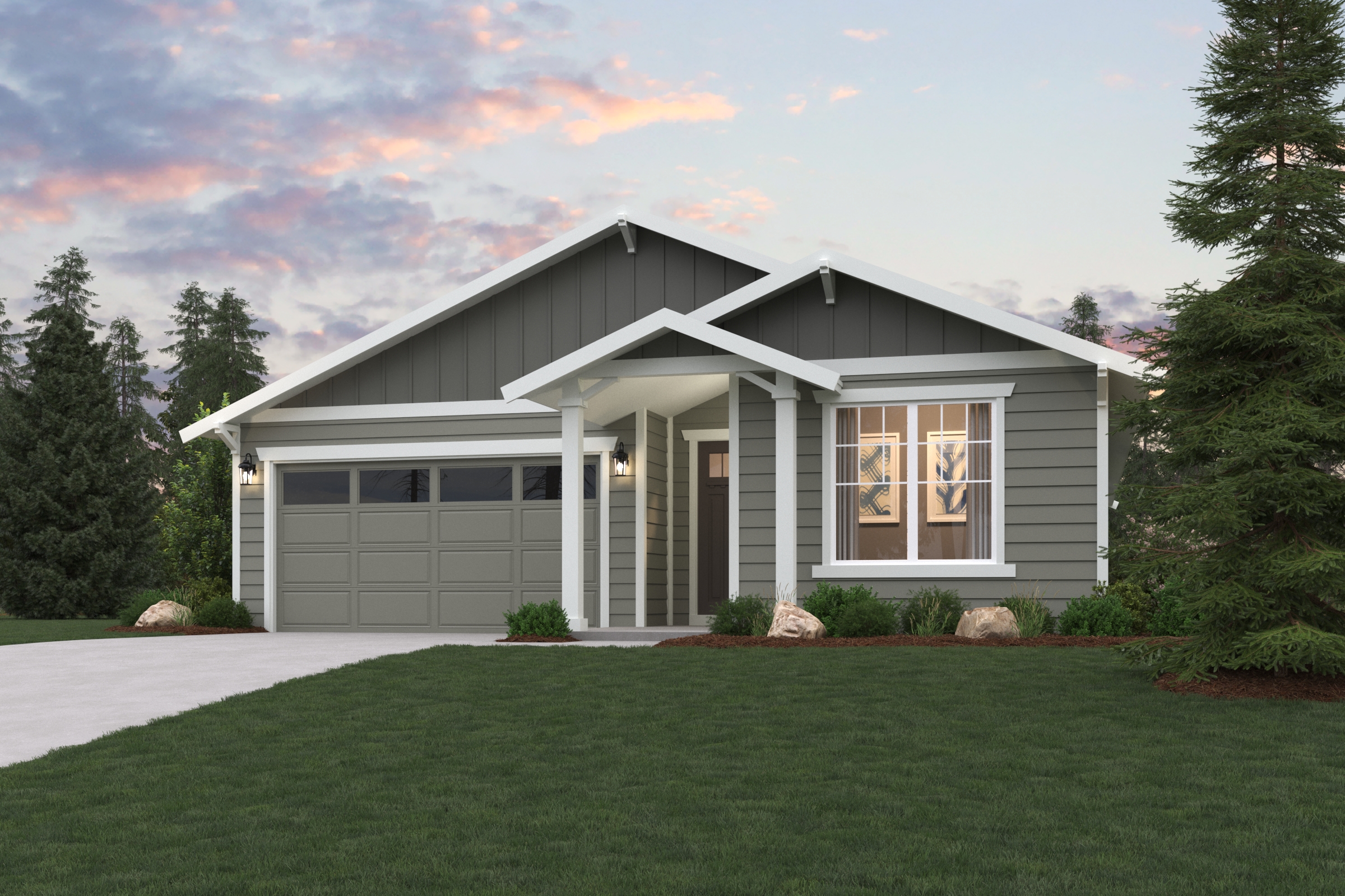 A house with a lawn in front of it.