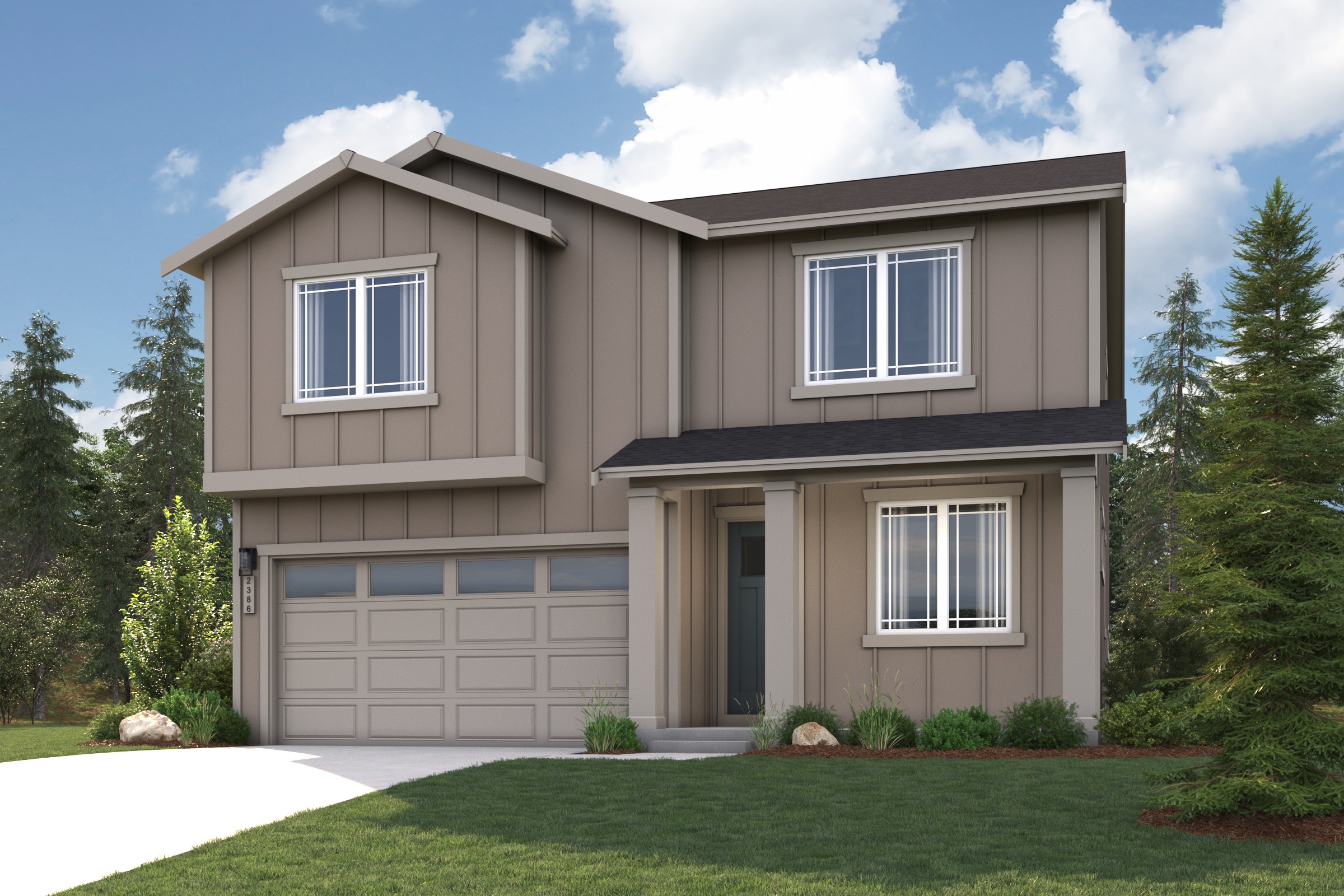 A house with a garage.