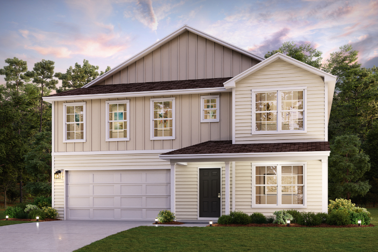 A house with a lawn in front of it.